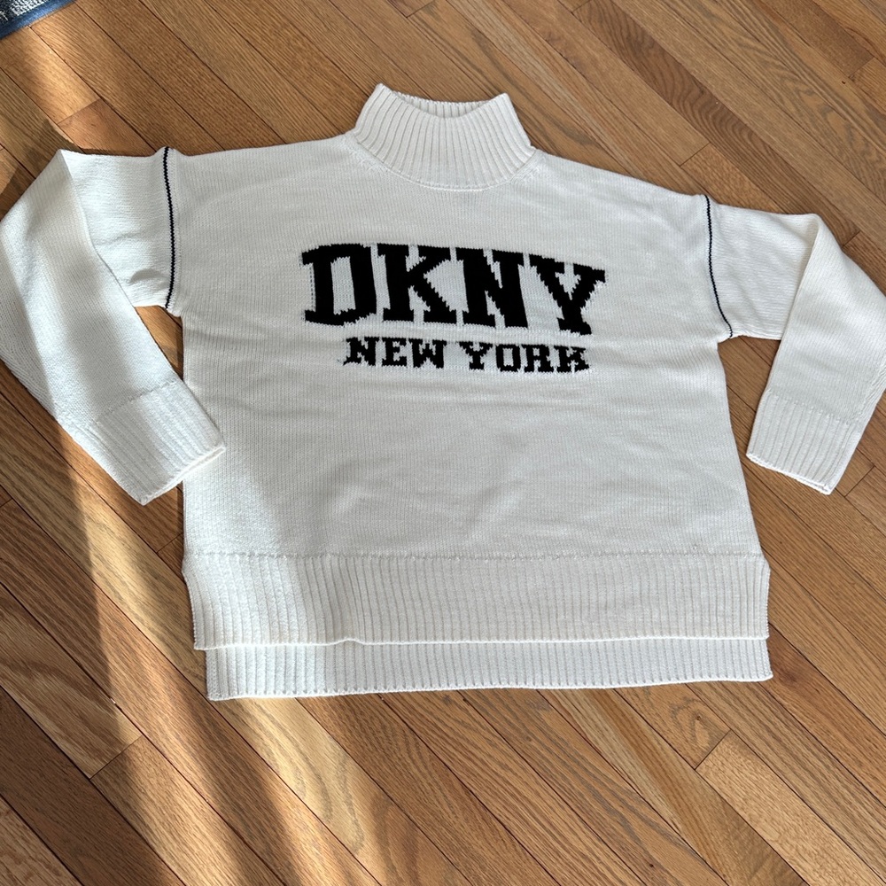 DKNY Cream Turtleneck with Black Logo
